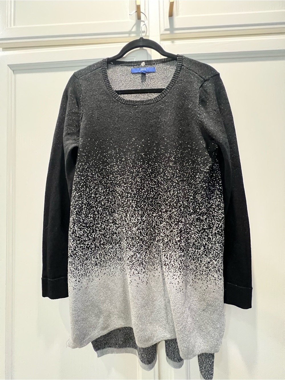 Apt. 9 Black-to-Gray Sparkle Ombre Sweater Tunic. Size XL